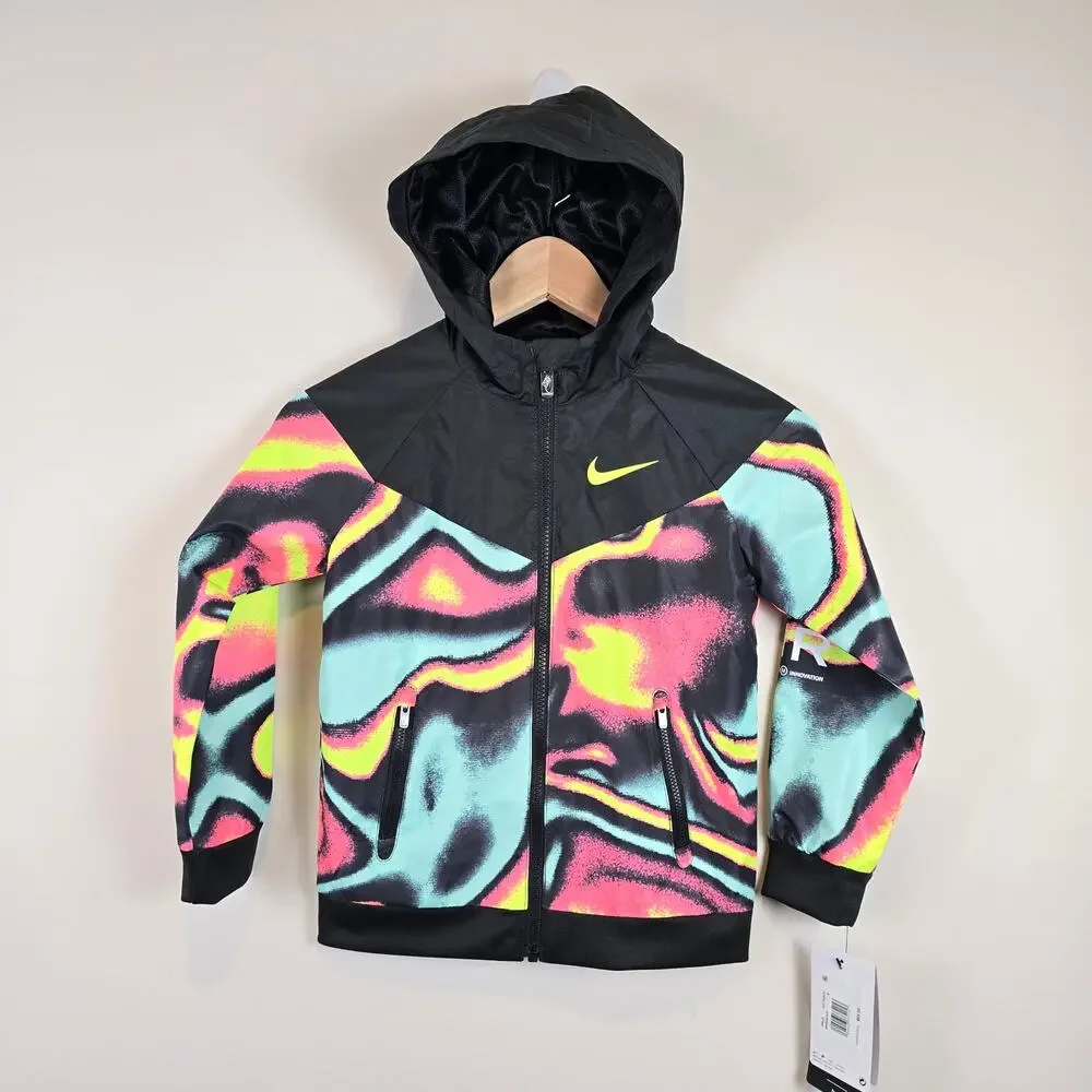 Nike Little Kids Size XS/4 Max Volume Windrunner Jacket Hot Punch Full Zip Hood